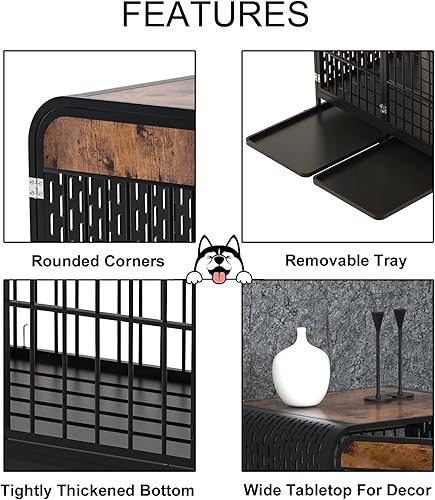 Miniatura 3 de Jaula resistente para perros, muebles de madera para perros con mesa para perros pequeños, medianos y grandes, decoración de casa para mascotas con