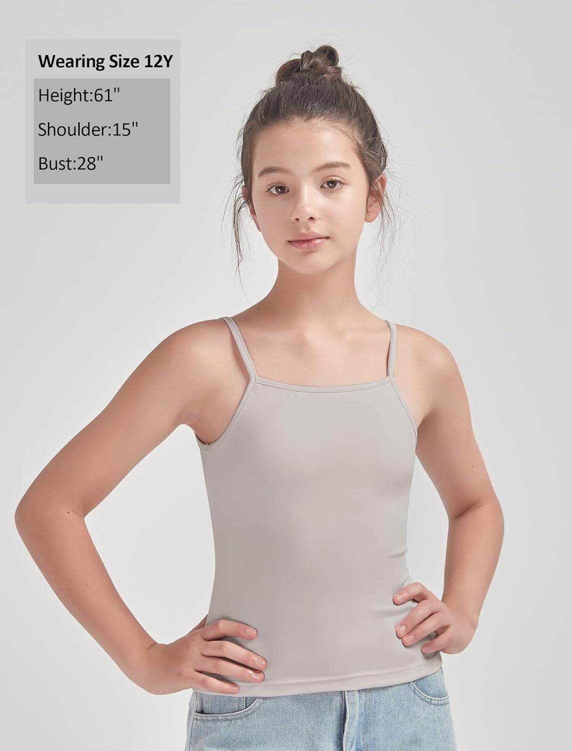 EXARUS 5/7 Pack Girls Padded/Unpadded Tank Tops Cropped/Full Length Stretchy Sleeveless Spaghetti Straps Cami Top - Image 6