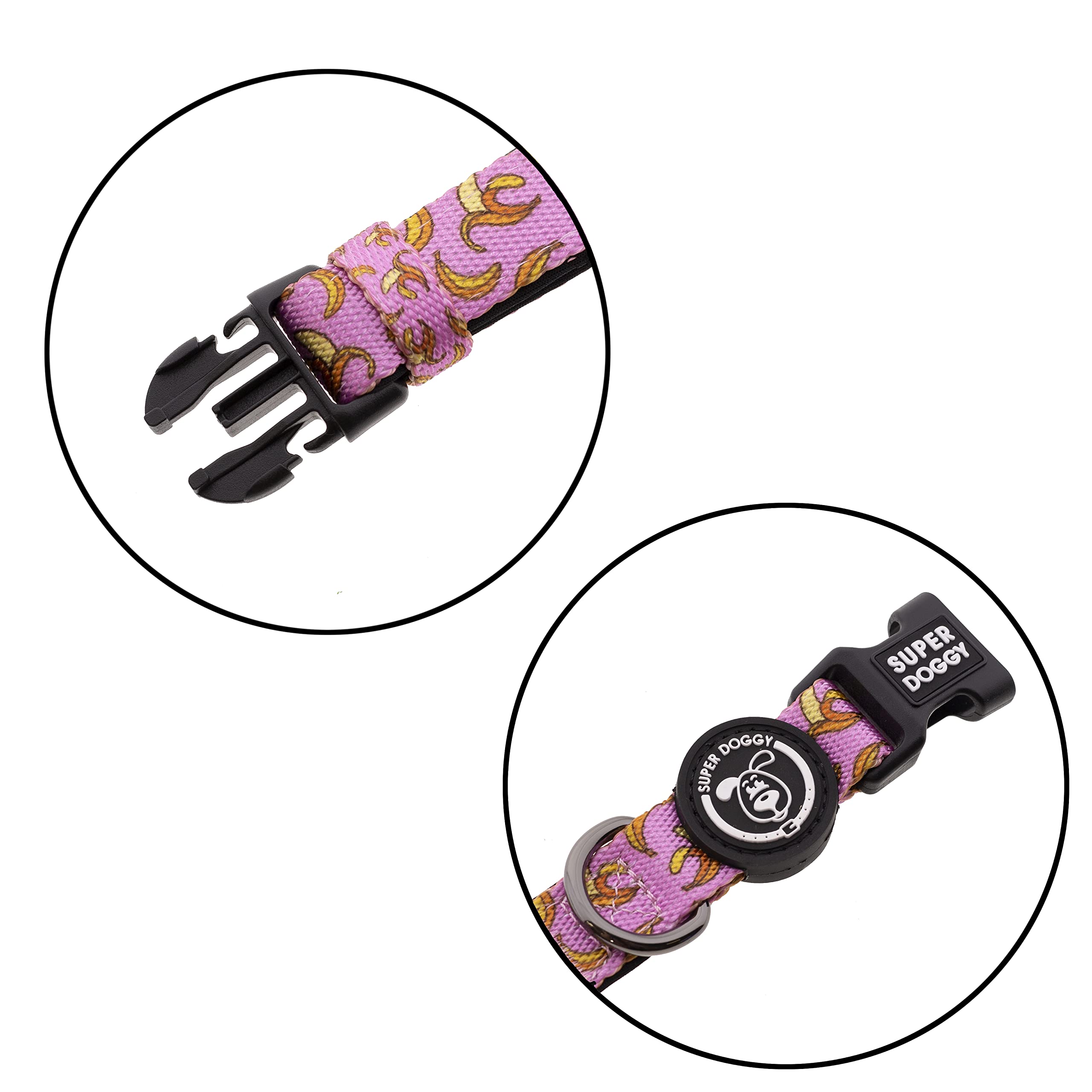 Collare Cane Super Doggy - Nylon Imbottito, Regolabile, Per Taglie Piccole/Medie/Grandi, Design Leopardo Rosa - Foto 5