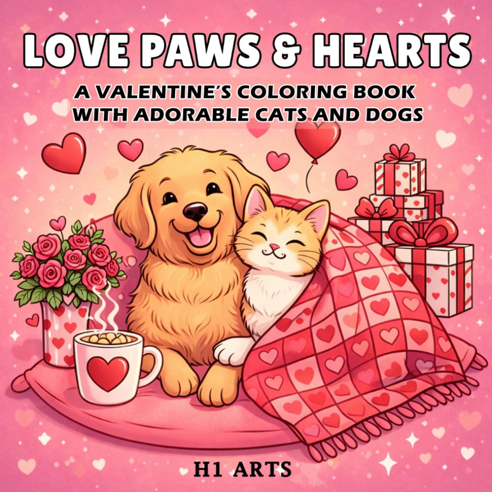Love Paws & Hearts: A Valentine’s Coloring Book with Adorable Cats and Dogs