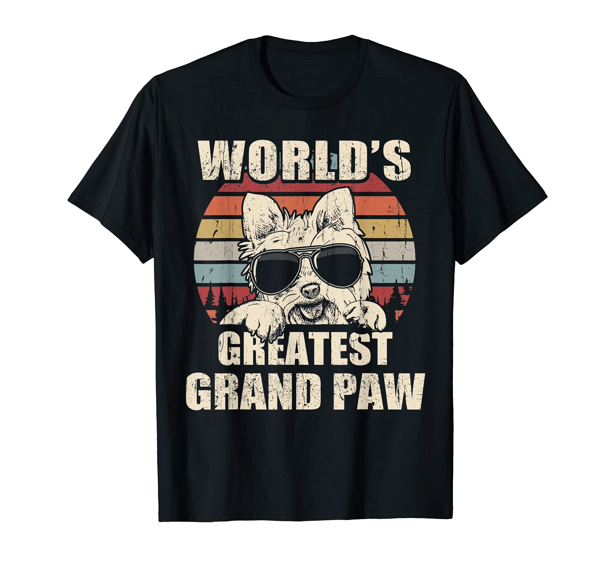 World's Greatest Grand Paw Yorkie vintage retro T-Shirt, Black