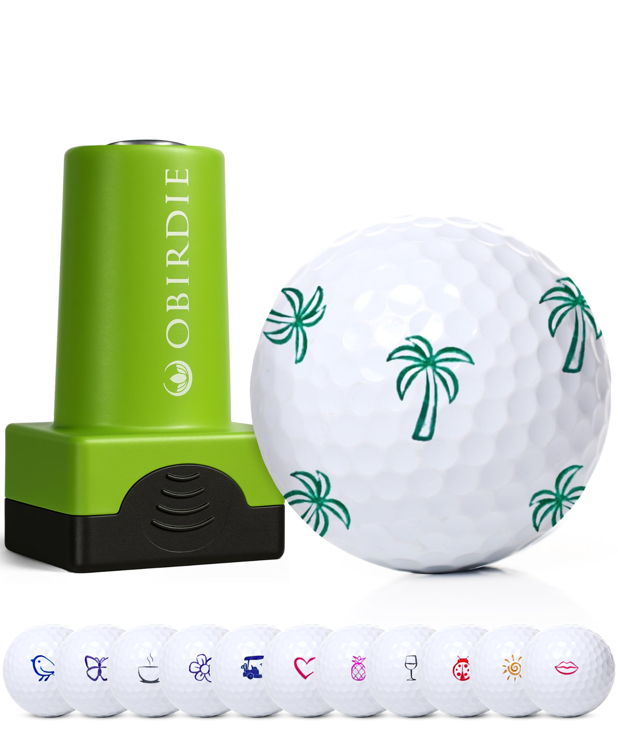 Obirdie Self-Inking Golf Ball Stamp | Chic & Fun Golf Ball Stamper | Fast-Drying, Waterproof Golf Ball Marker Stamp | Reusable Golf Accessories for Women | Golfer Gifts | Golf Gadgets (Palm Tree) — image 1