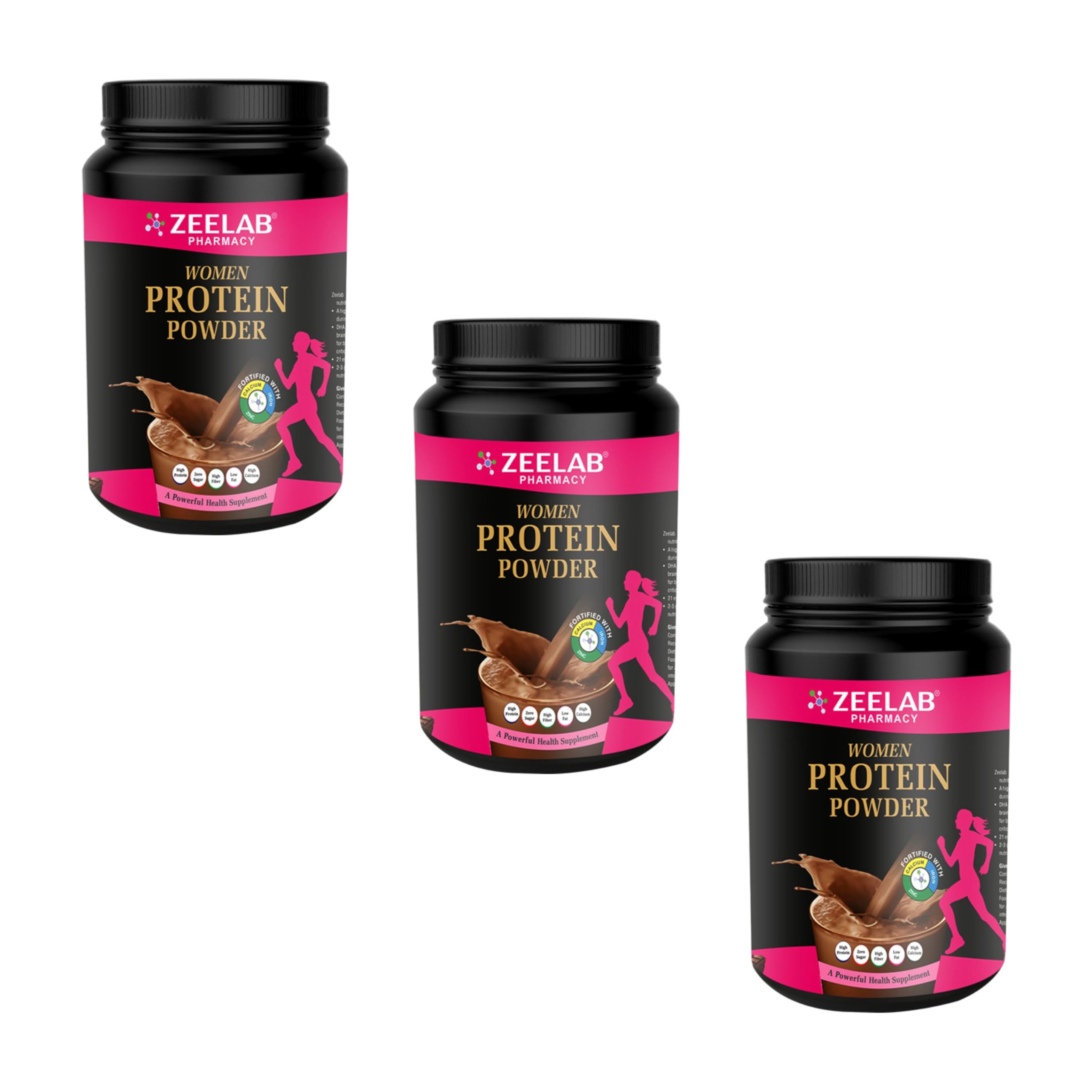 Zeelab Women Protein Powder 500g (Pack of 3) chocolate Flavour | Fortified with Calcium, Iron & Zinc | Protein Supplement for Women-image-28