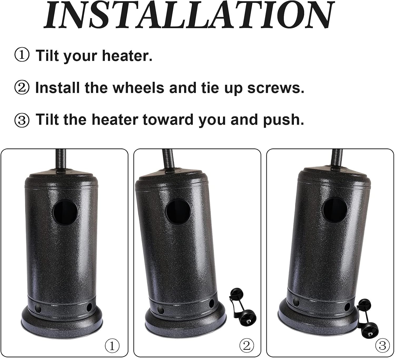 review Universal Patio Heater Wheel Kit- Propane Gas Patio Heater Wheels Replacement Universal Movable Wheel Patio Heater Parts Outdoor Umbrella Gas Heater Wheel Kit Gas Liquefied Gas Patio Heater Pulley