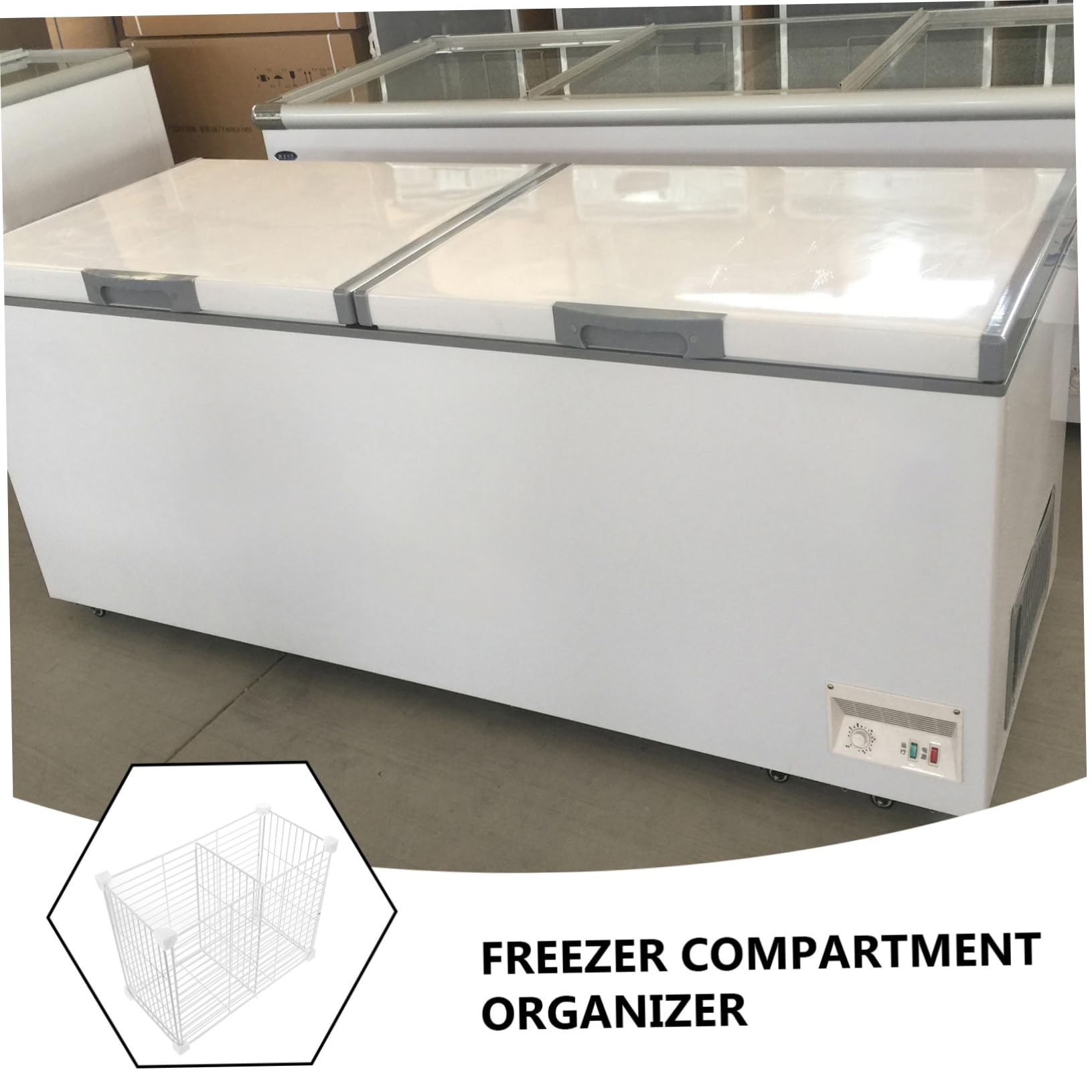 Organizador de Estantes para Congelador de Hierro Rejilla y Cesta Inferior, Divisor Interno Fácil de Instalar para Cocina y Almacenamiento de Alimentos y Frutas