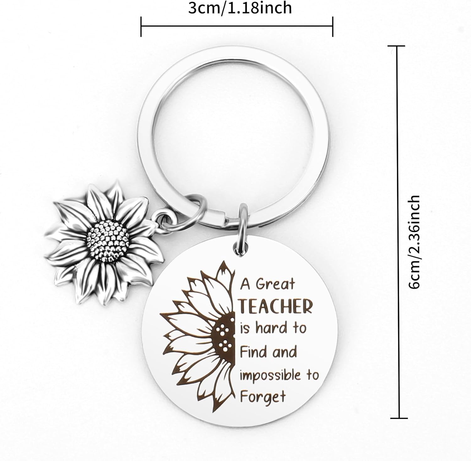 Gifts for Teachers - Thank-you Teacher Christmas Gift,Teacher Appreciation Gifts,Sunflower Teachers Retirement Graduation End of Year Valentines Stocking Stuffers Birthday Present Keychain - Image 6