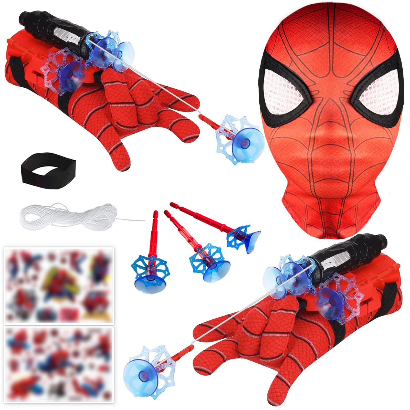 TKGEOUE Set di 2 Launcher Glove, Launcher Gloves e Maschera,Spiderm Launcher Glove,Guanti Launcher per Giochi, Spiderm Glove Launcher Set,Spiderm Web Launcher Toy
