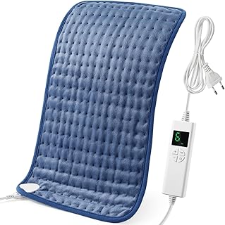 Heizkissen mit Abschaltautomatik, 44x84 cm Wärmekissen Elektrische mit 4-Stunden-Timer und 6 Heizstufen, Heating Pad mit Digitaler Fernbedienung, Waschmaschinenfest Heizkissen Rücken Blue