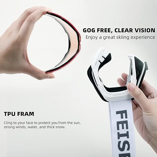 Miniatura 3 de FEISEDY OTG - Gafas de esquí para deportes de nieve para adultos y jóvenes, protección UV400 antivaho con doble lente flexible B2961 Azul Plata Vlt