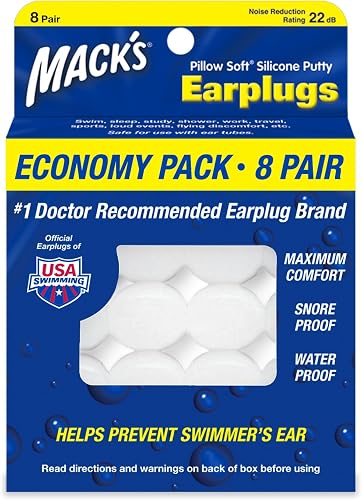 Lot de 8 paires de bouchons d'oreille en silicone souple Mack's