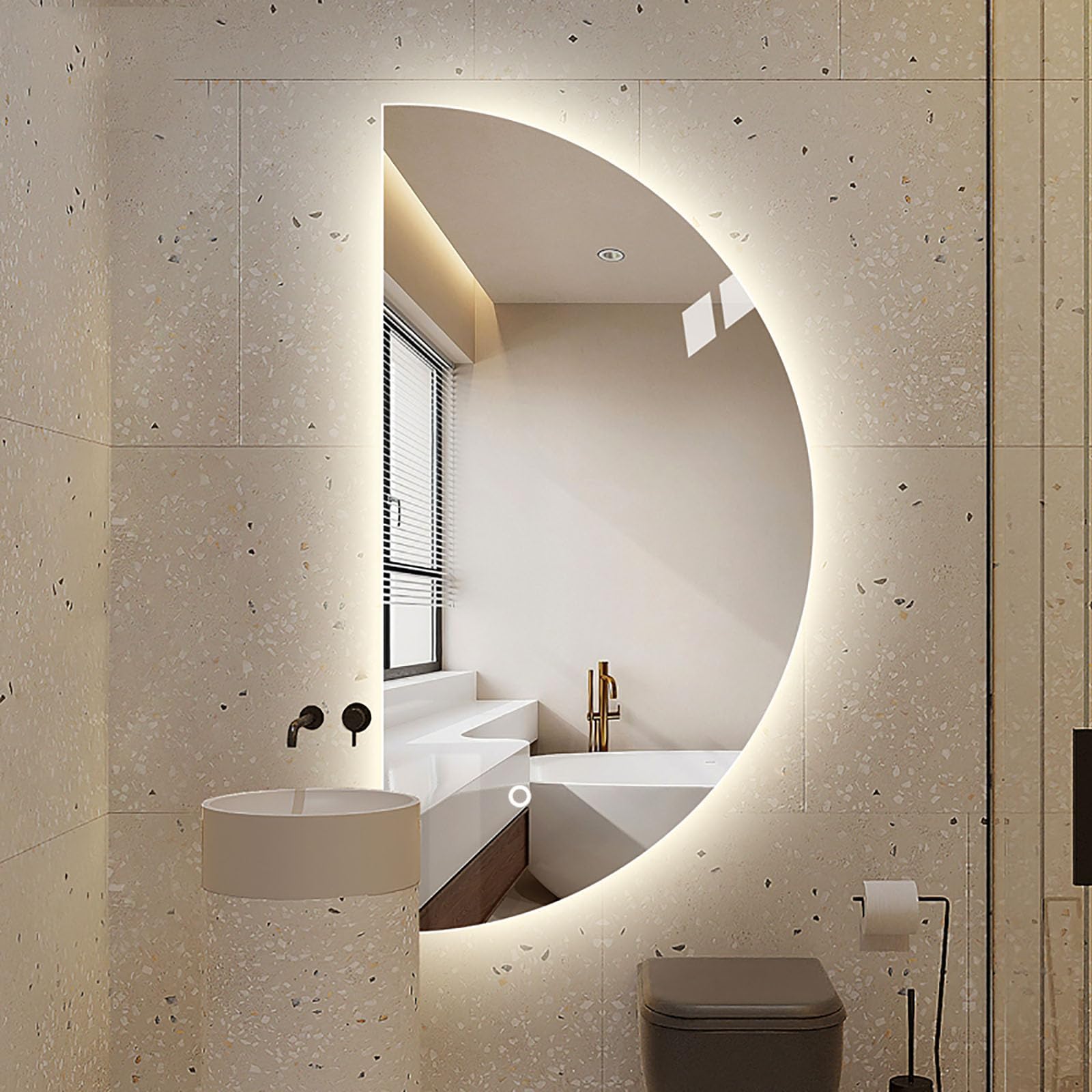 Podświetlane lustro łazienkowe LED, 400 x 800 mm, inteligentne lustro do makijażu z energooszczędnymi światłami, wielofunkcyjne, nowoczesne wzornictwo, do użytku domowego
