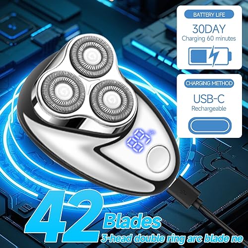 Miniatura 4 de Mini afeitadora eléctrica, mini maquinilla de afeitar portátil, afeitadora impermeable recargable por USB para viajes a la oficina, recortadora