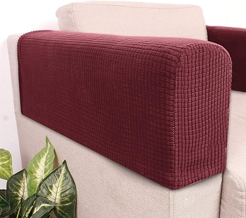 Miniatura 5 de SEWACC 2 fundas para reposabrazos de sofá de poliéster, antideslizantes, fundas para reposabrazos para sillas, fundas elásticas para reposabrazos,