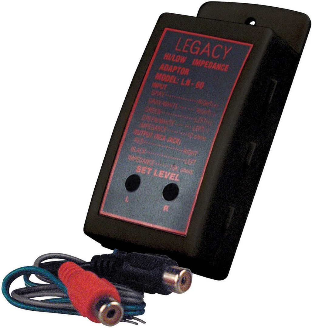 Legacy High Low Level Impedance Adaptor - Car Audio System RCA Line Output Converter Adapter w/ Adjustable Level Control - Works on Vehicle Amplifier, Equalizer, Home Theater Setup - Legacy LN60