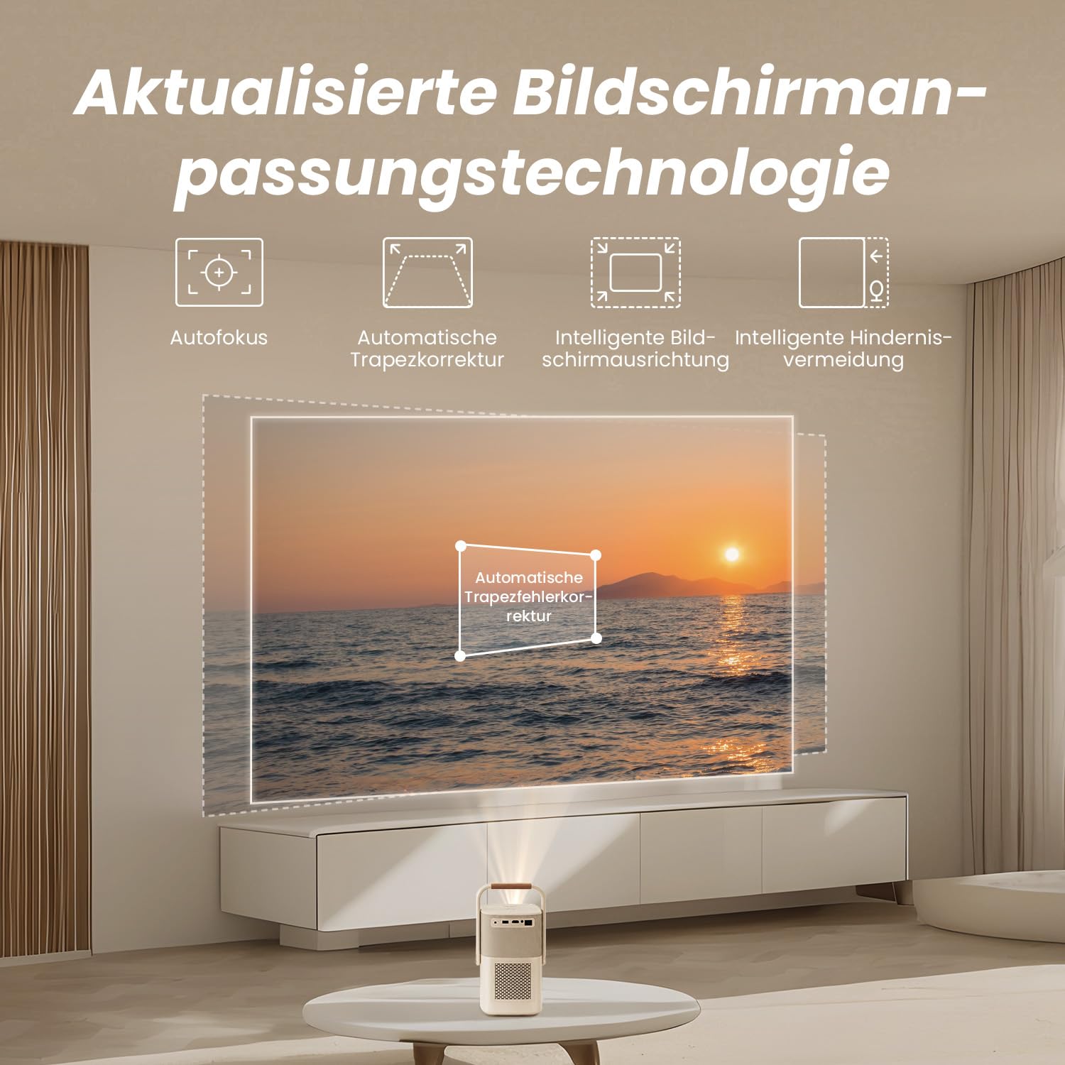 Yaber T2 Beamer mit JBL Sound & Integriertem Akku, Portable Projektor 1080P Native Full HD, 290 ISO Lumens WiFi6 Bluetooth, Outdoor Projector mit Autofokus/Auto Keystone (Looks Better Slogan)