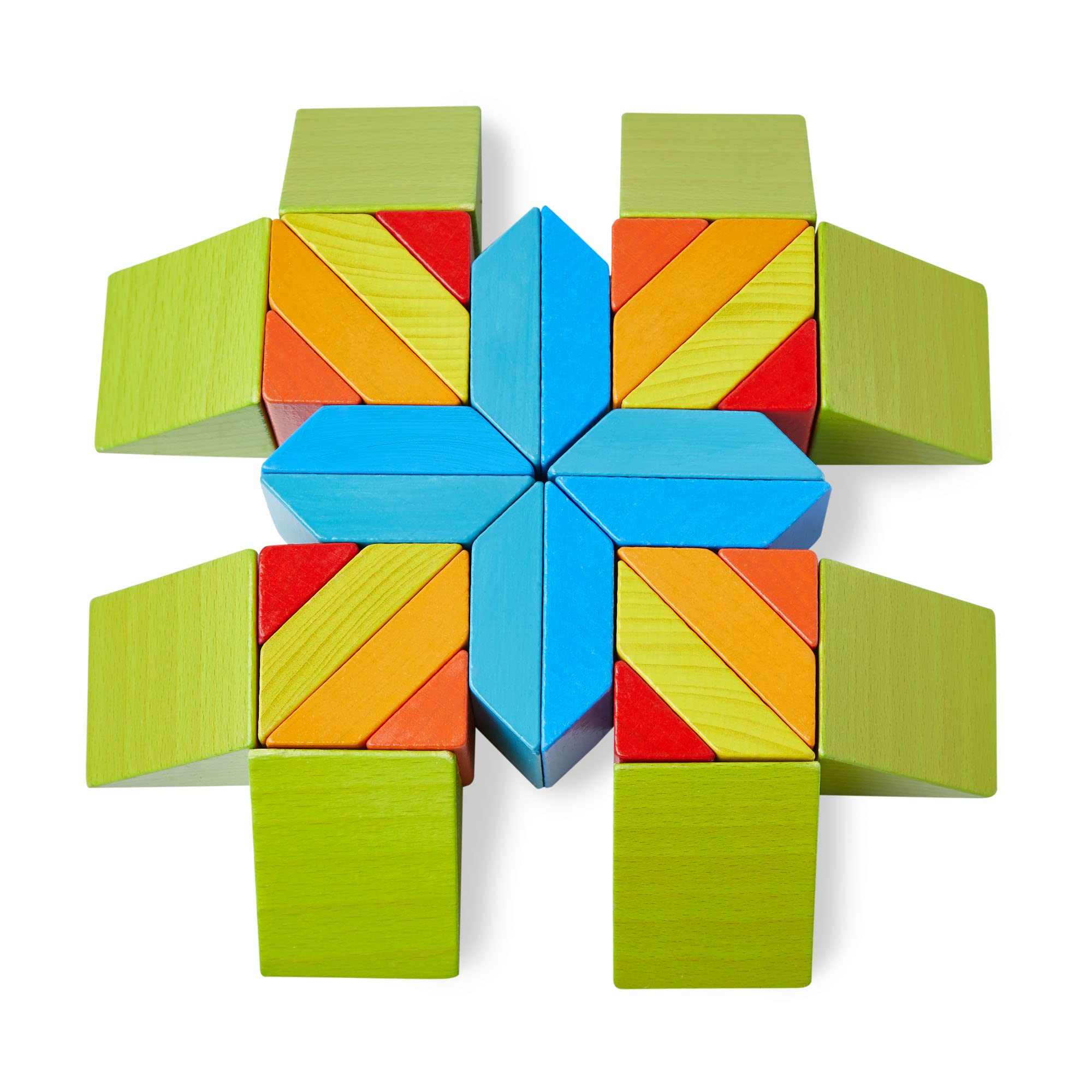 HABA 305459 3D Arranging Game Mosaic Blocks, with 48 blocks and 10 double sided template cards, for ages 3 and up (Made in Germany)