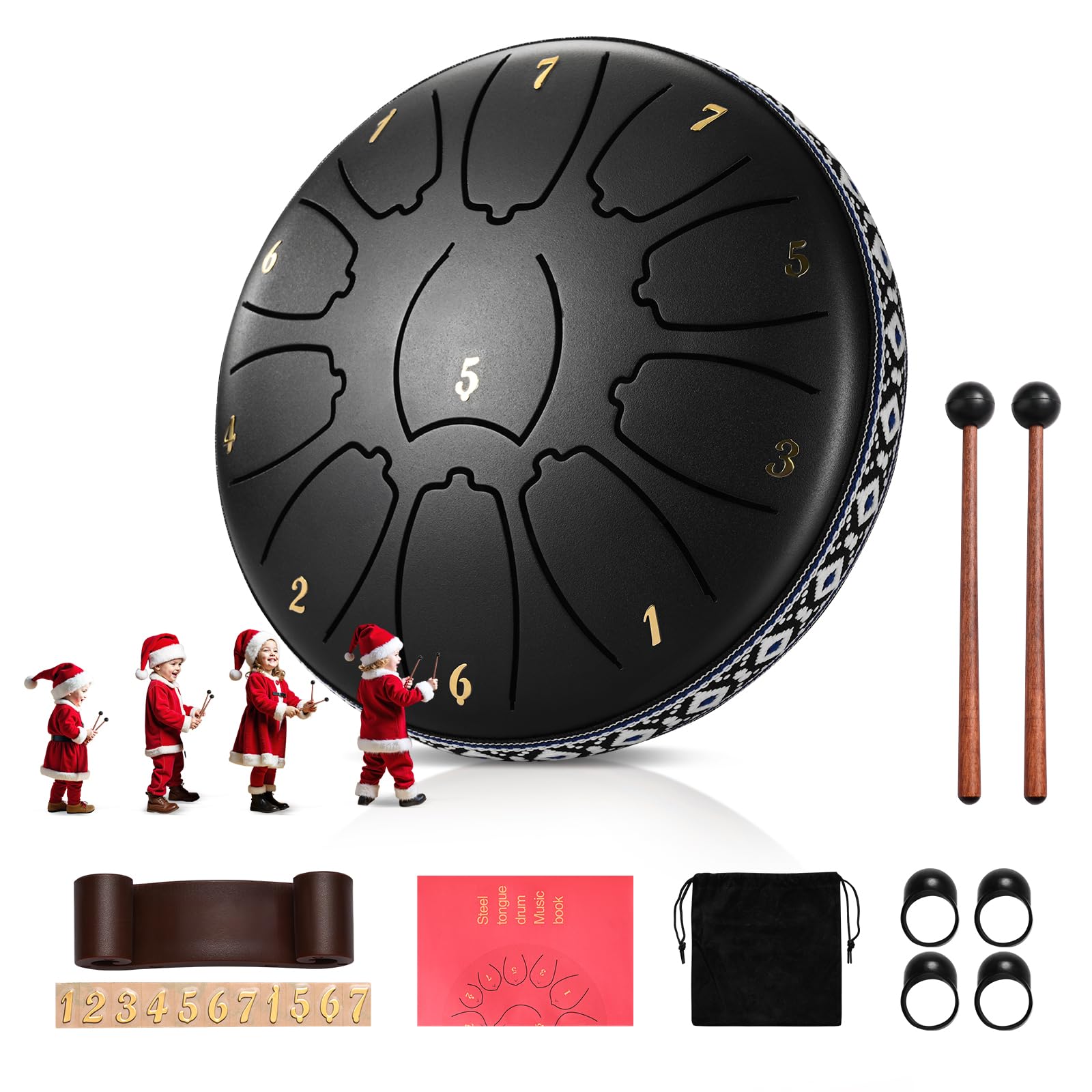 Tambor de Lengua de Acero, Tambor de Mano de 6 Pulgadas y 11 Tonos, Handpan a Prueba de Herrumbre, Handpan de Lengüeta con Bolsa de Tambor e Instrumentos de Percusión para Meditación y Musicoterapia