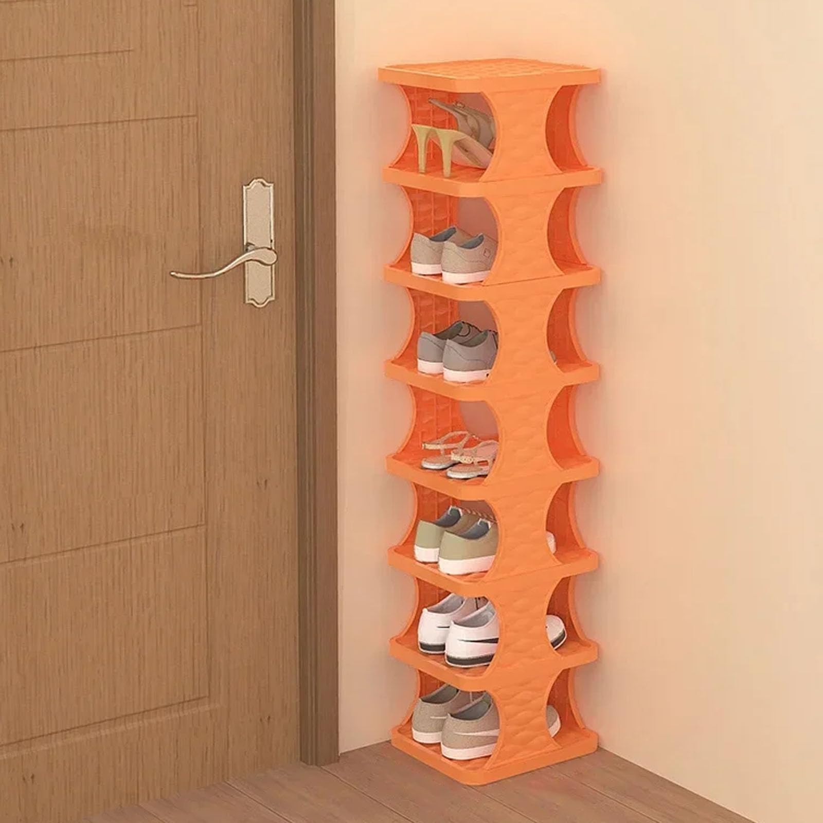 Étagère à chaussures verticale dans l'entrée : optimisez votre couloir étroit