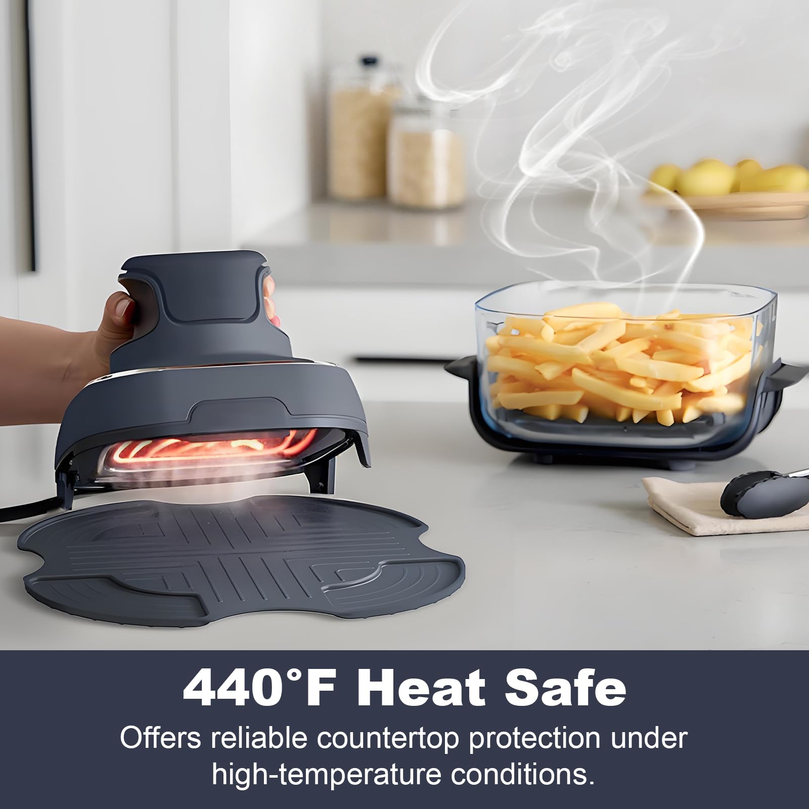 I Accessoires Dessous De Plat I PowerPod En Silicone Sur Mesure Pour Accessoires De Friteuse à Air En Verre I, Résistant à La Chaleur, Antidérapant, Protection Pour Comptoir, Convient Pour Ninja Crisp