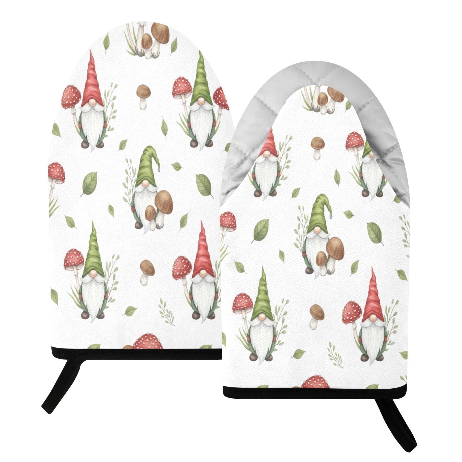BURSTDDY Mushroom Gnomes Oven Mitt,Heat Resistant Kitchen Mitts for Cooking