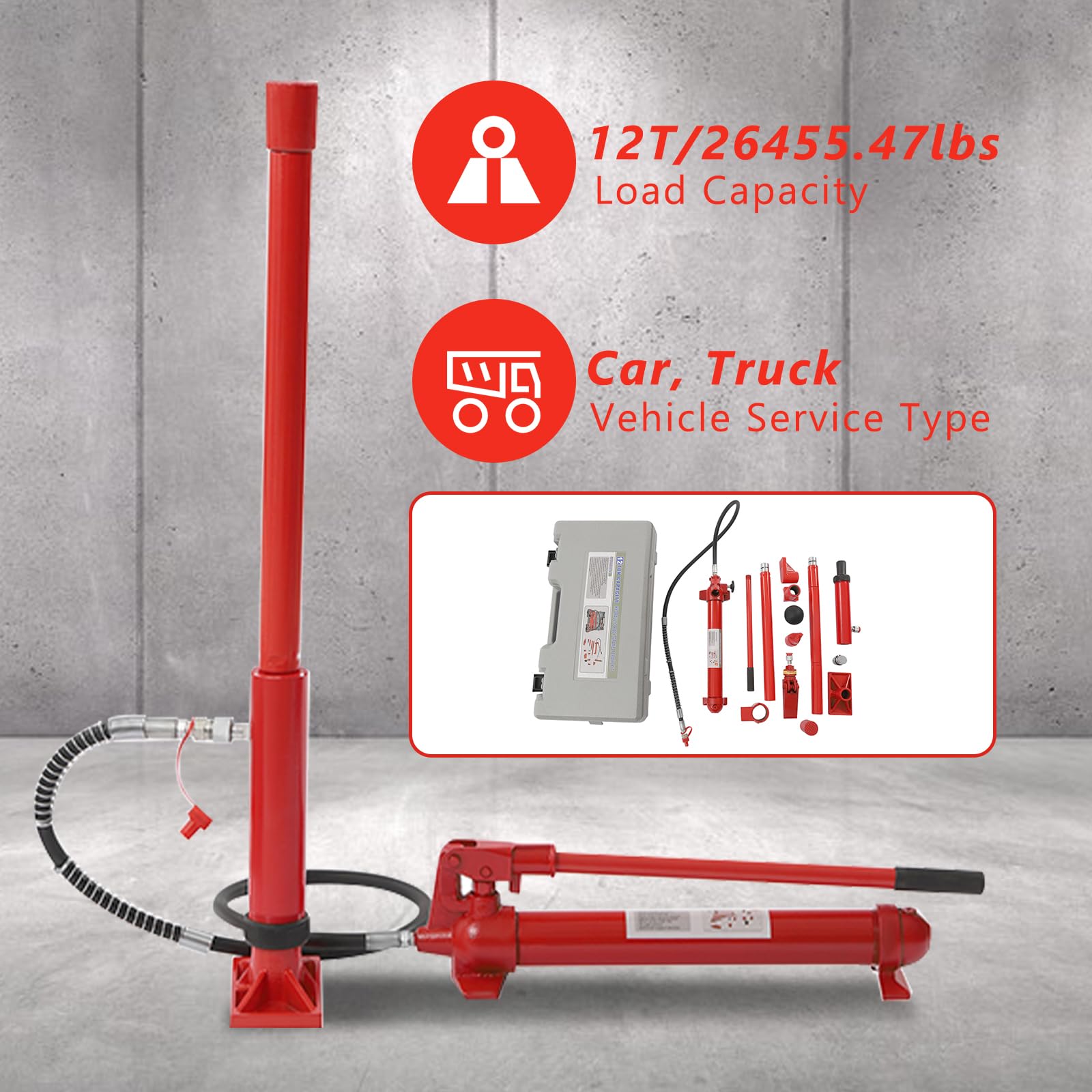 12-tonowy zestaw zasilania Porta, zestaw elektronarzędzi do dużych obciążeń, zestaw naprawczy podnośnika hydraulicznego Porta Power, rama do naprawy elektronarzędzi podnośnika, udźwig 12