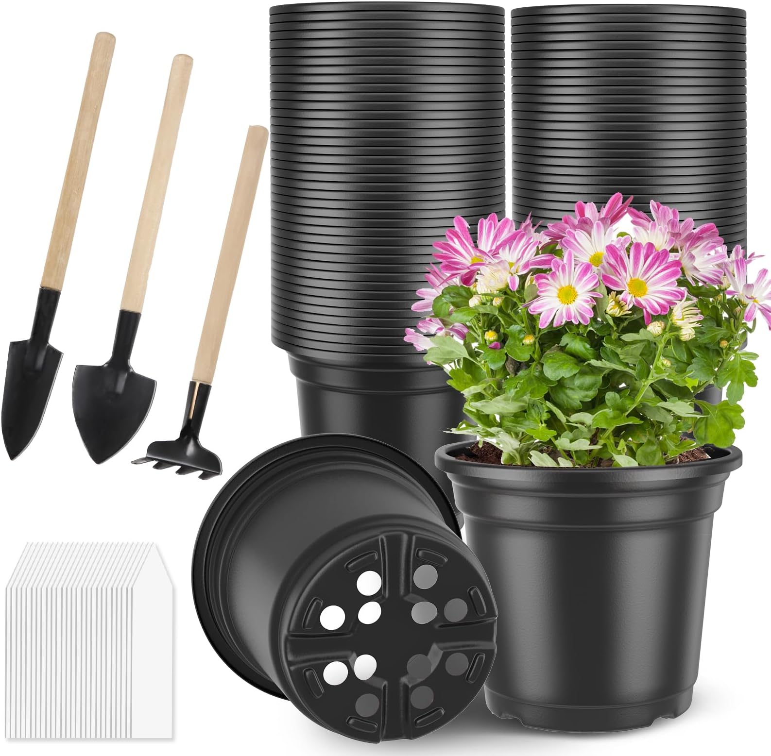 Huvai 80 Pcs 6" Plastic Seedlings Plants Nursery Pots with