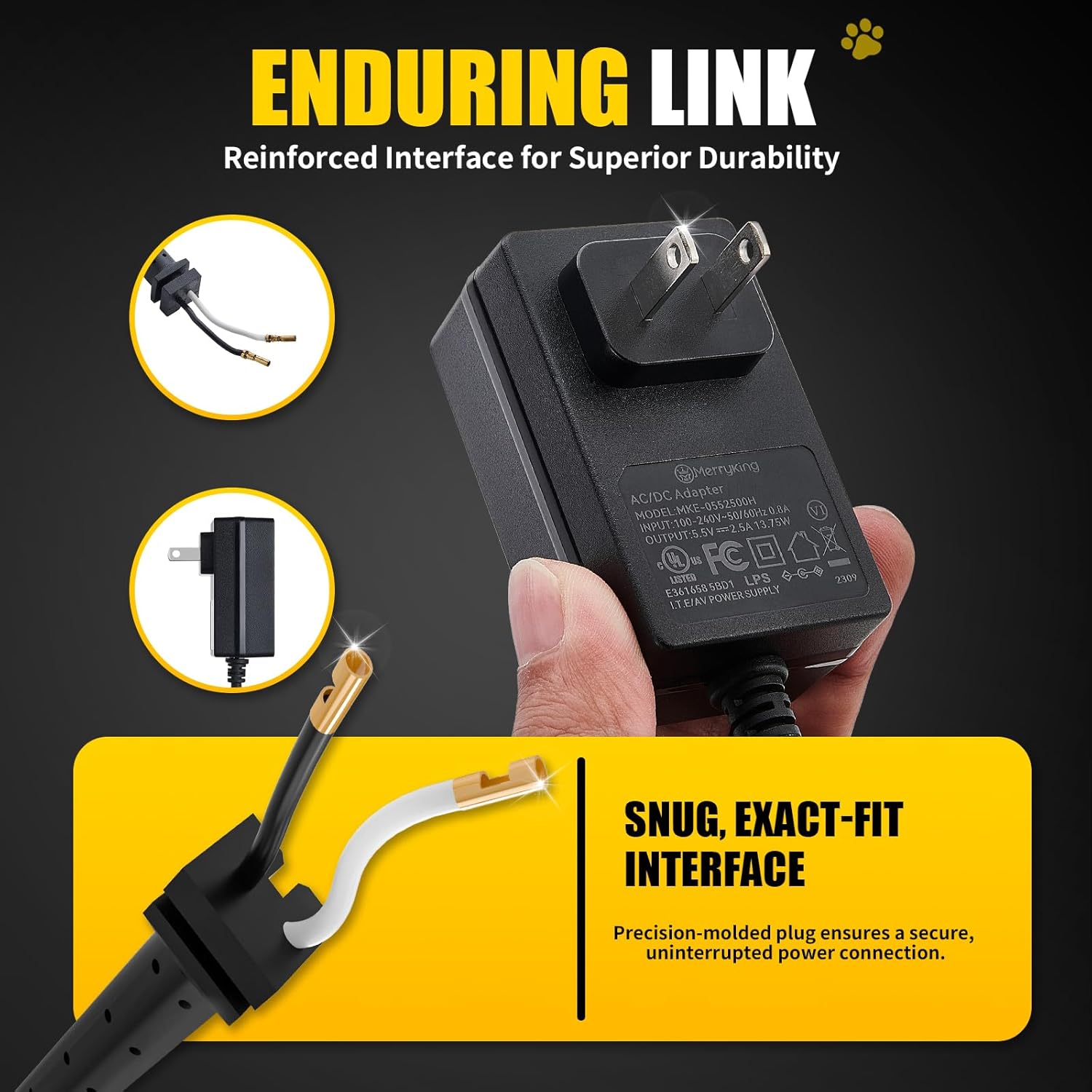 Replacement Cords Compatible with Andis Excel SMC Clippers - 12ft Long, Black (2 Packs)