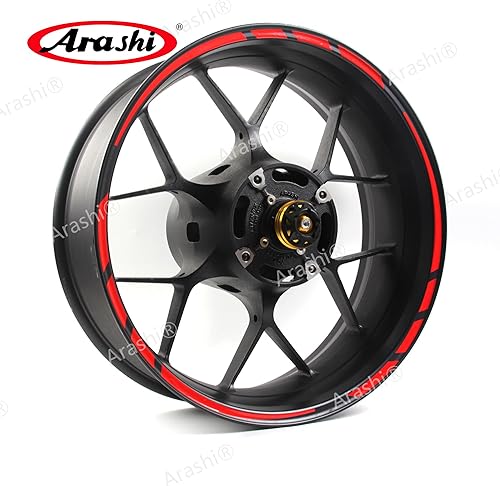 Miniatura 4 de Arashi Tiras adhesivas rojas para llantas de llanta, calcomanías diseñadas para todas las motocicletas o automóviles de 17 pulgadas CBR1000RR