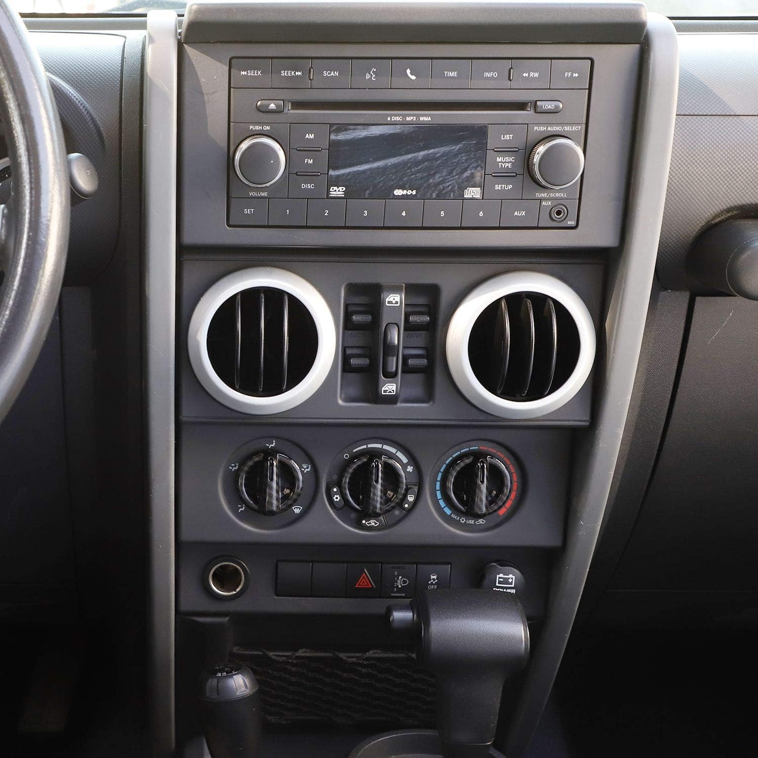 3PCS Car Interior Air Conditioning Switch Knob Cover Trim for Jeep Wrangler JK JKU 2007-2010 (Carbon Fiber Pattern)