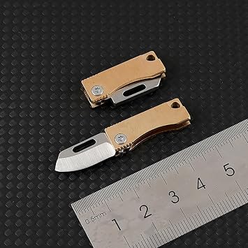 2 PCS Super Mini Brass Package Opener Knife, EDC Tiny 2.4cm(1.1in) Hang on a keychain, Ultralight 12g(0.42oz)
