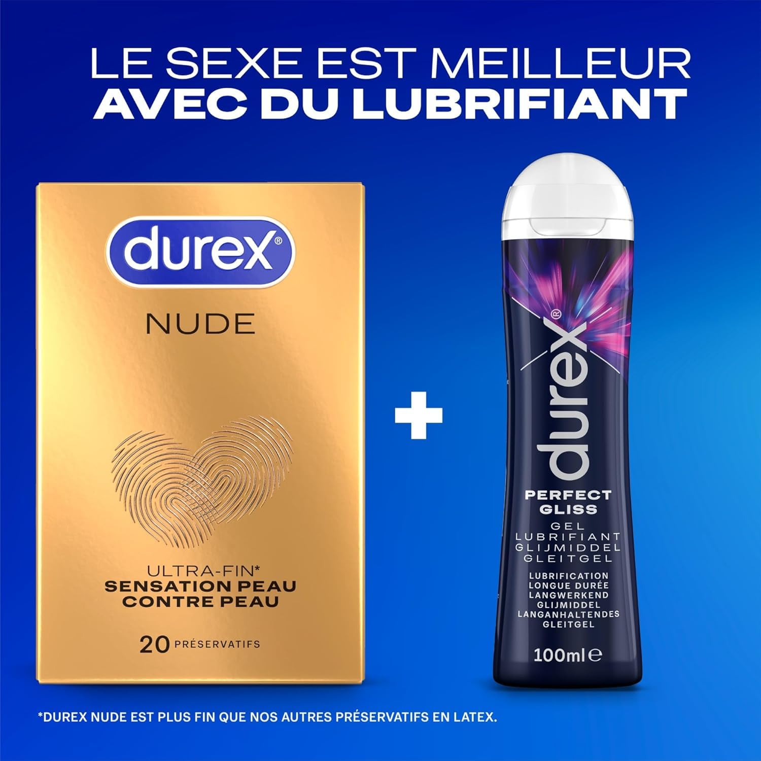 DUREX Nude - 40 Préservatifs pour Homme - Ultra Fins - Taille Standard (2x20)