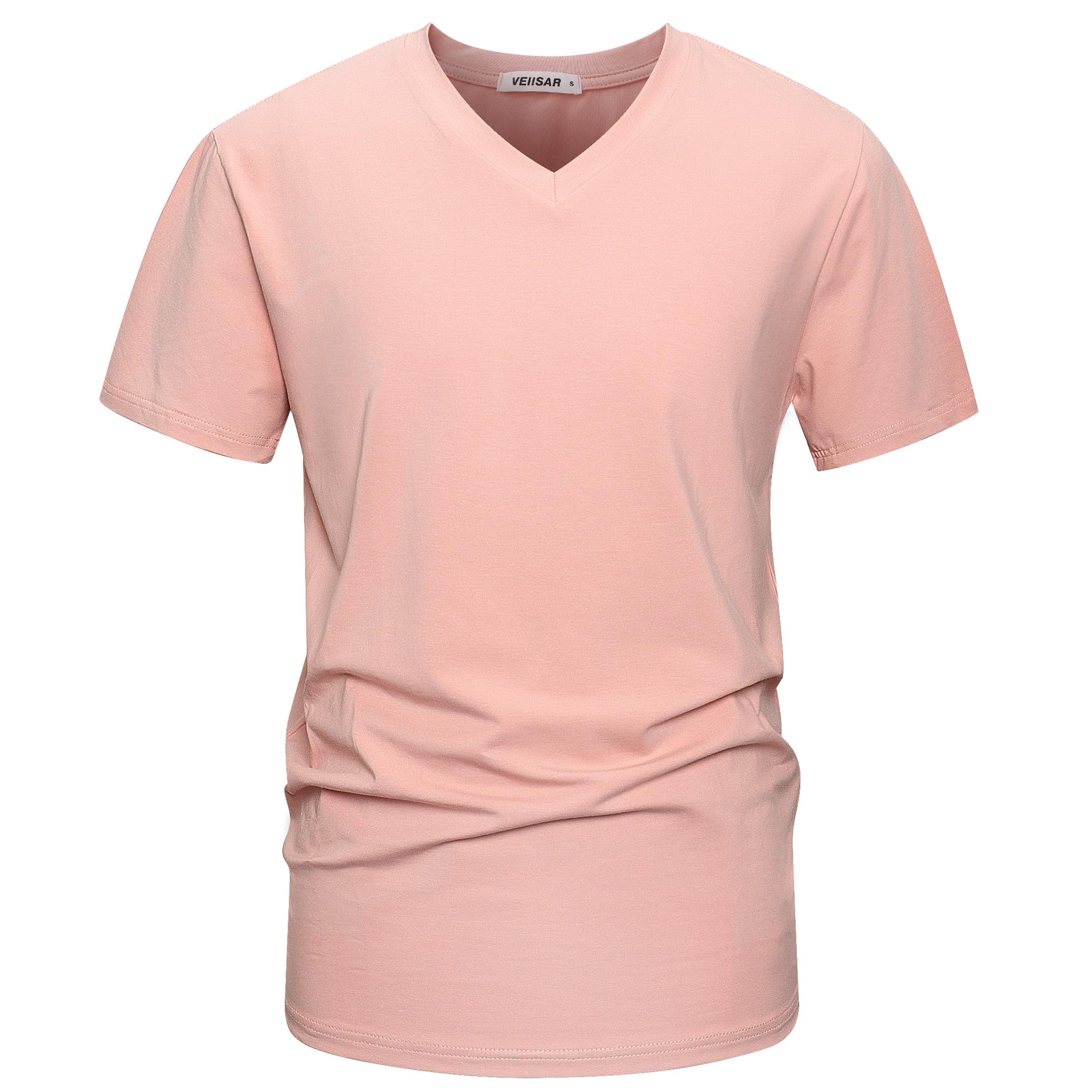 VEIISAR Herren V-Ausschnitt T-Shirt, 190g/m², Regular Fit, einfarbig, Stretch Material, weiches Basic Shirt