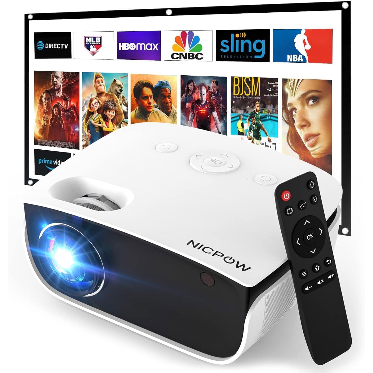 Outdoor Projector, Mini Projector for Home Theater, 1080P and 240" Supported Movie Projector 7500 L Portable Home Video Projector Compatible with Smartphone/TV Stick/PS4/PC/Laptop