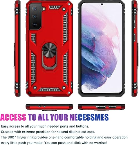 Miniatura 9 de Funda para Galaxy S21 Plus 5GS21+ SM-G996U con protector de pantalla de vidrio templado, grado militar magnético para Samsung Galaxy S21 Plus (rojo)