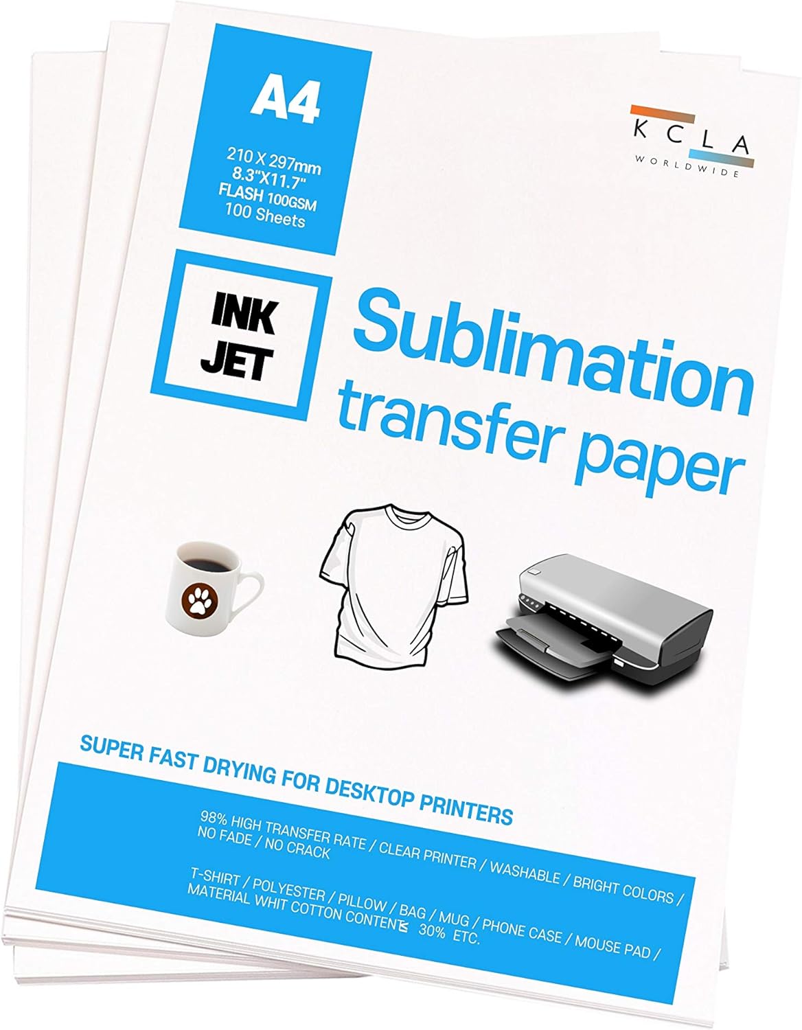 Othmro A4 Heat Transfer Paper - 50 Sheets Sublimation Paper For DIY Crafts