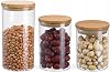 Glass Spice Set 200ml with Deconox 6 Bamboo Lids, Glass Spice Set with Borosilicate Bamboo Lids