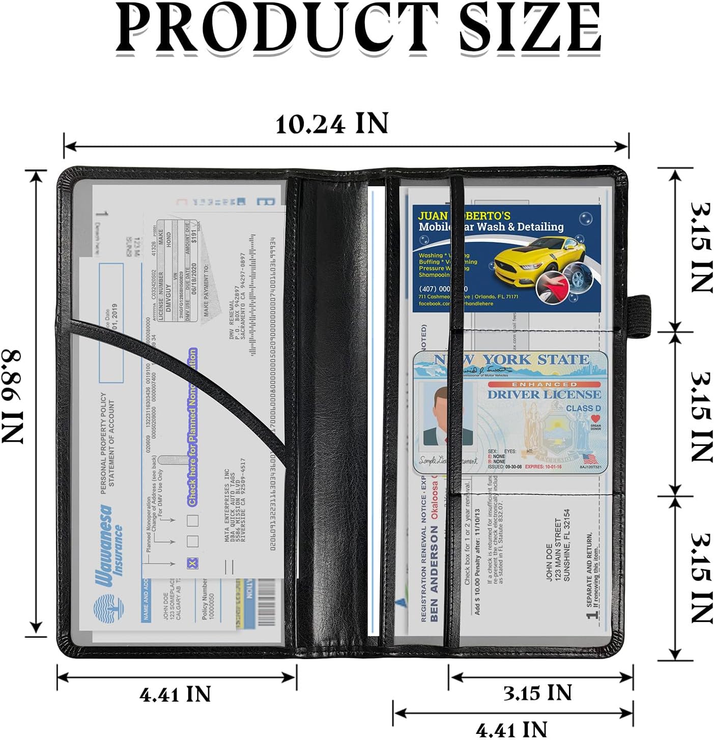 Car Registration and Insurance Holder, Leather Car Document Organizer Wallet, Flower Crown Highland Cow Glove Box Storage for License, ID Card, Card Holder, Car Accessories for Women Men image 2
