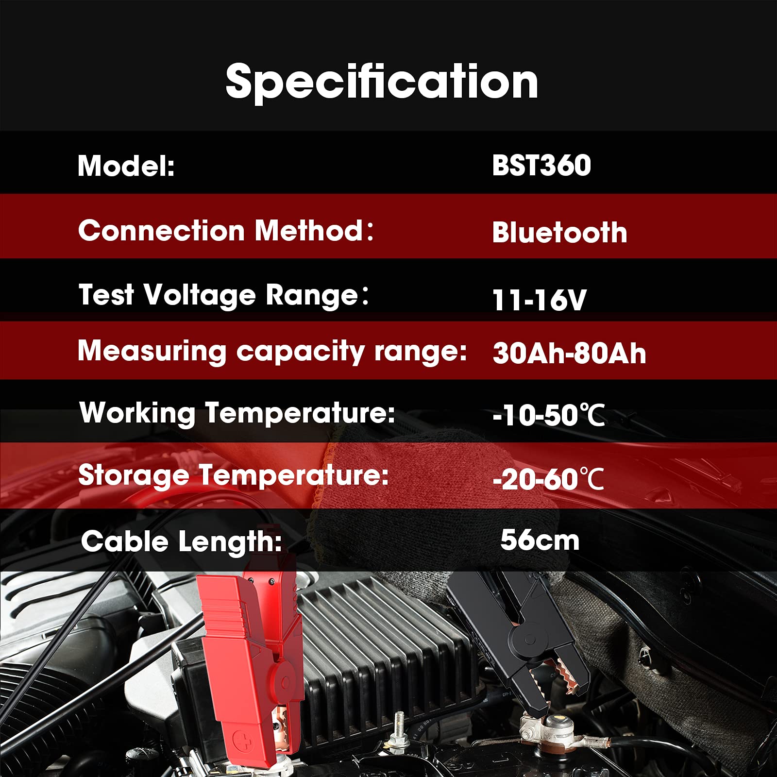LAUNCH BST360 Testeur de Batterie Voiture 12V, 100-2000 CCA Bluetooth Outil Analyseur de Batterie Auto, Tests de Santé de Charge pour Voiture Camion Moto ATV SUV Bateau Yacht