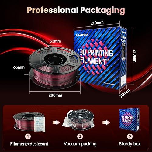 Miniatura 6 de FLASHFORGE Filamento de ácido poliláctico para impresora 3D, filamento PLA de doble color seda de 0.069 in, carrete de 2.2 libras, precisión