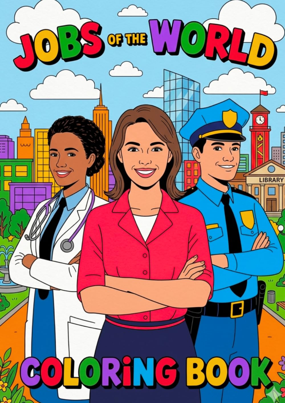 JOBS OF THE WORLD: A Fun and Educational Coloring Book for Kids and Teens| Explore 30 Different Professions with Easy, Bold Coloring Pages