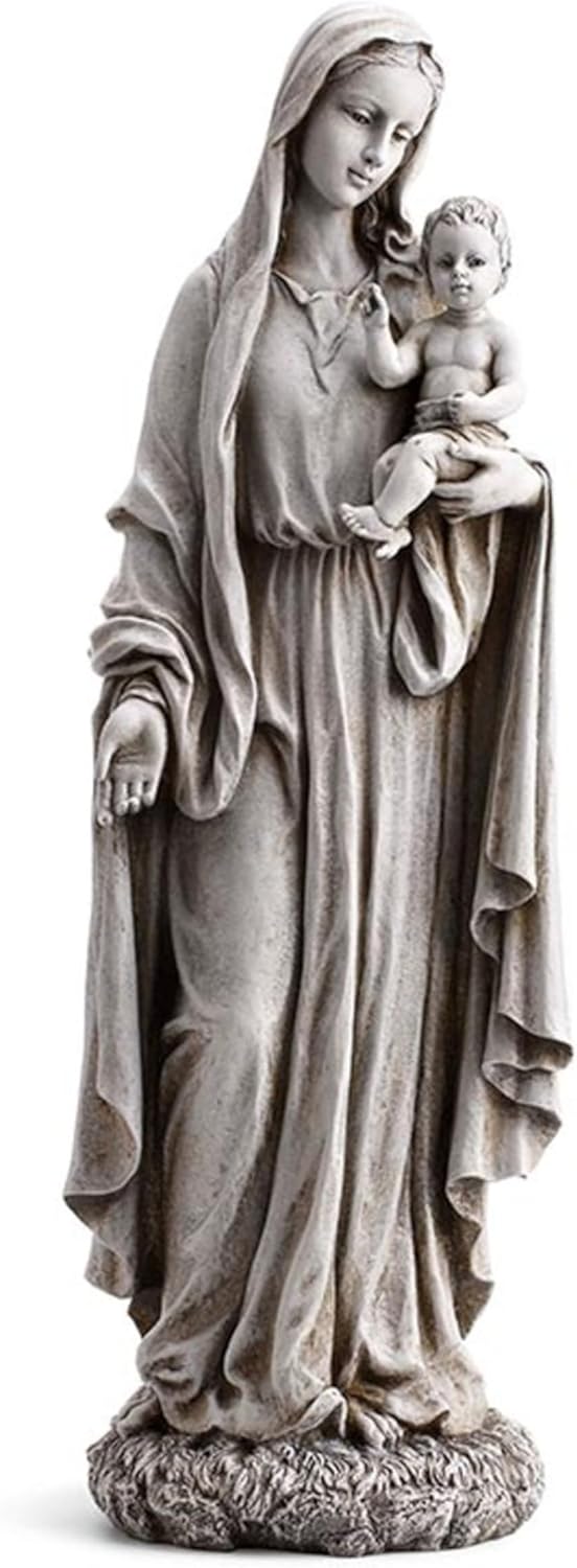 Outdoor Sculpture - Marian Garden Collection Mary Queen of Heaven Statue, 18.5" Tall, Stone Resin