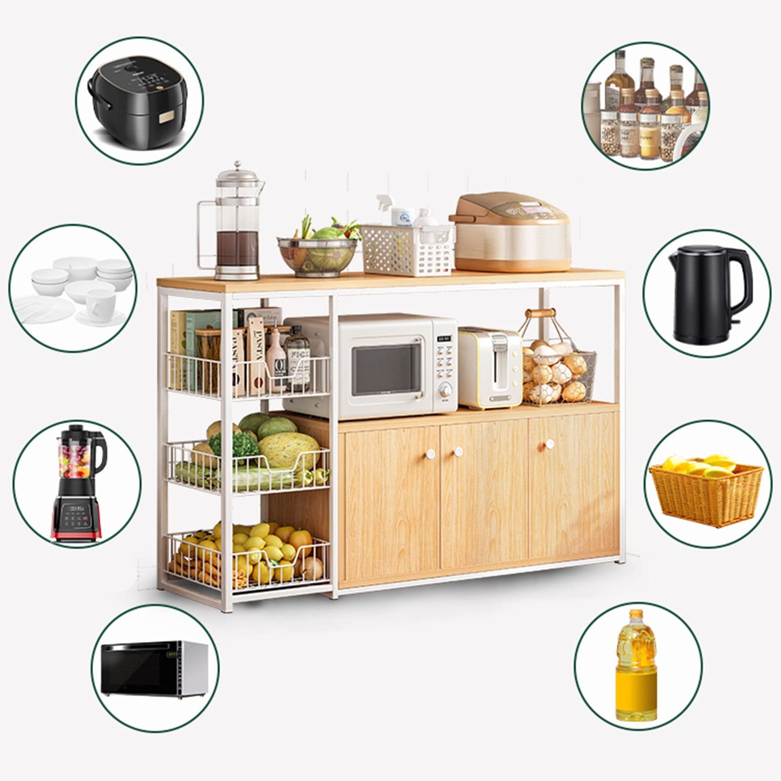 Scaffale da cucina in acciaio nero a 3 ripiani per una perfetta cucina nization 100 cm di altezza, ideale per riporre e cucinare gli oggetti essenziali