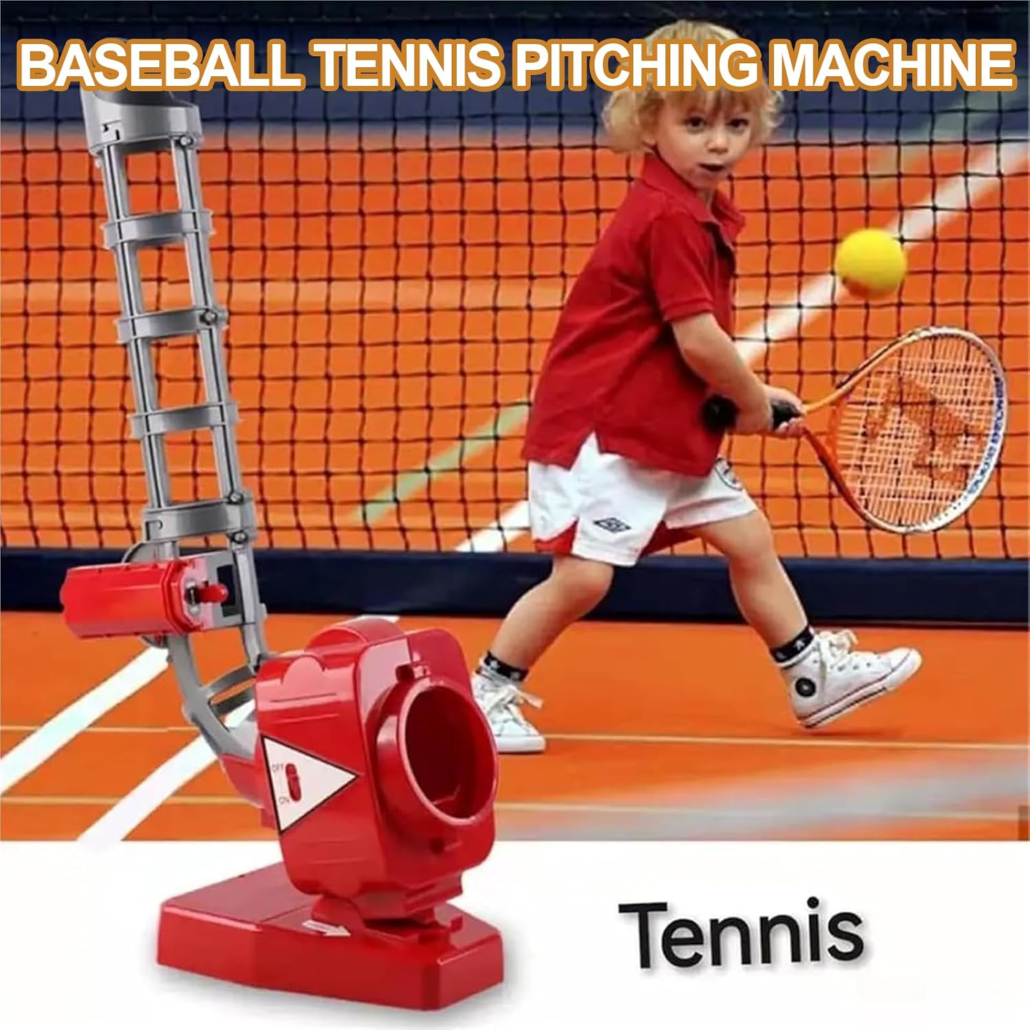 Automatic Baseball Pitching Machine for Kids, Adjustable Height Ball Launcher with High-Strength Bat, 5-7 Second Auto Pitch, Backyard Batting & Fielding Trainer for Beginners Indoor Outdoor
