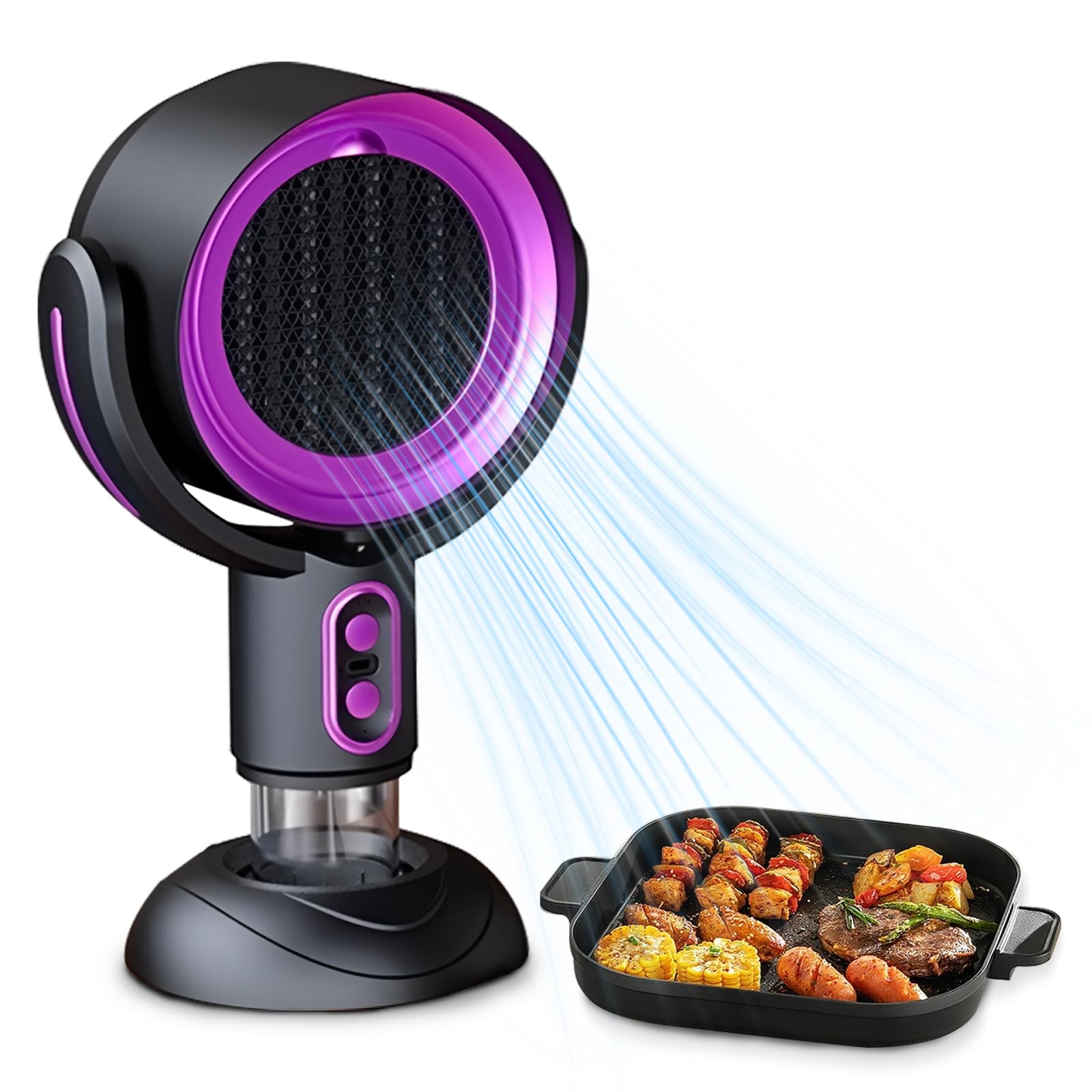 Tragbare Dunstabzugshaube, Schwarz Tragbare Abzugshaube mit Austauschbarem Filter, Mini Dunstabzugshaube mit 2 Geschwindigkeiten, Desktop Abzugshaube für Zuhause, Küche, BBQ, Reise