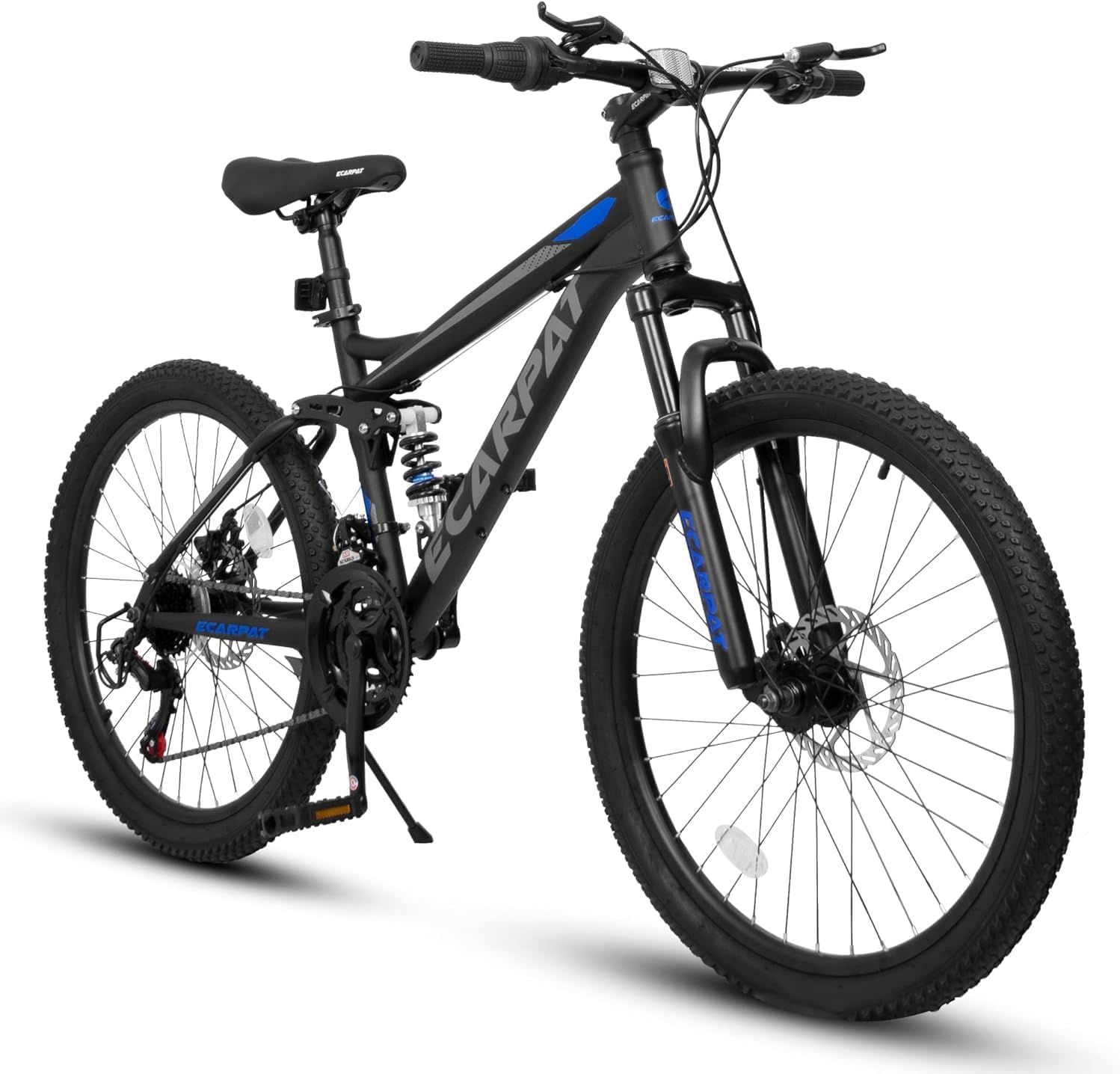 Ecarpat 24/26/27.5 Inch Wheel Mountain Bike, 21 Speed MTB Bike with Full/Front Suspension, Steel Frame and Dual Disc Brakes, Adult Mens Outdoor Cycling Mountain Bicycle