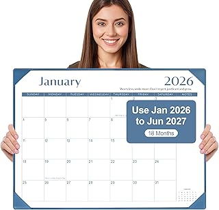 Sponsored Ad - Gannyfer Desk Calendar 2026-2027 with Desktop Mat, Simplified Large 22" x 17" Desktop Pad Calendar, 18 Mont...