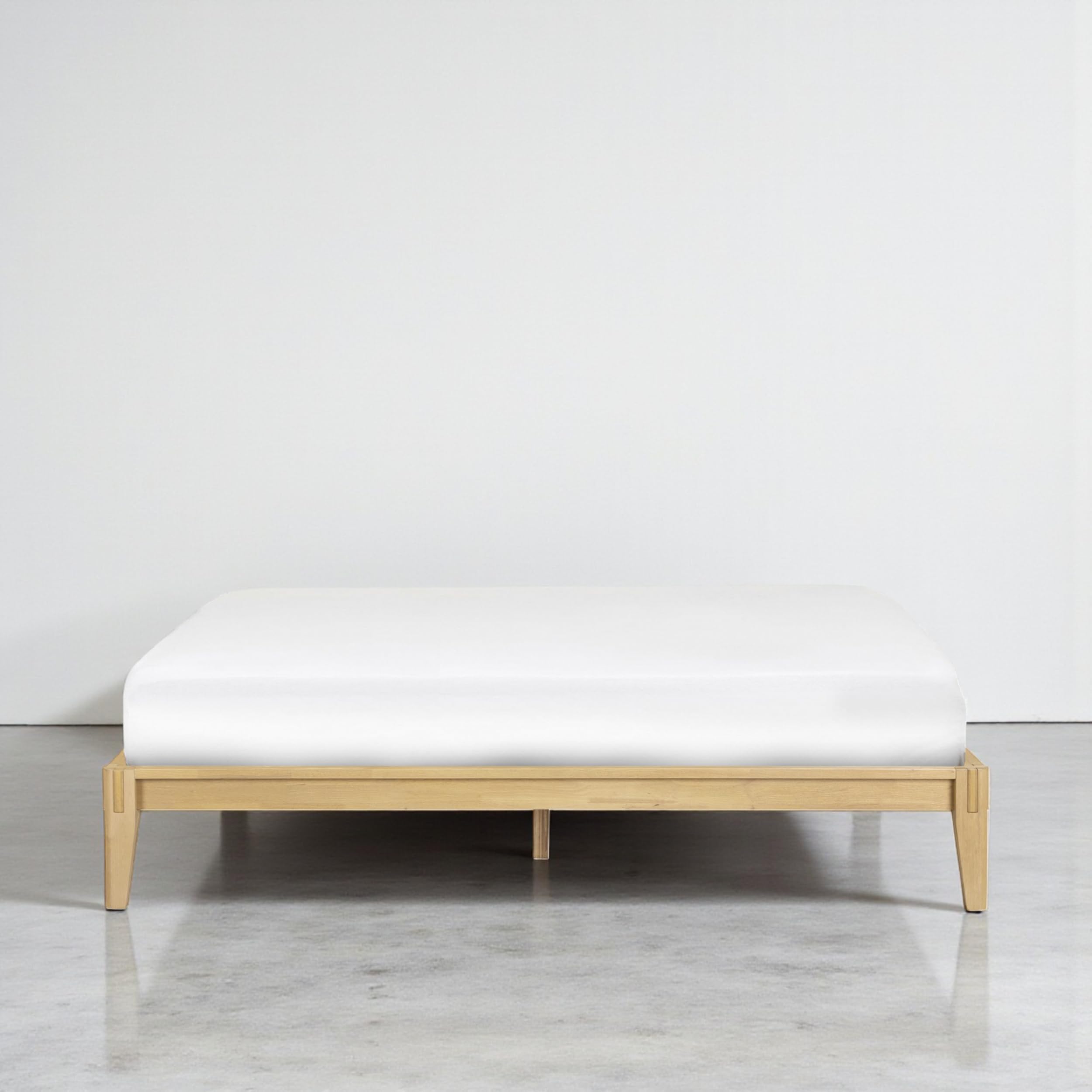 NTC Sapa Solid Wood Platform Bed Frame – Minimalist, Japanese Joinery, No Box Spring Needed, Silent Slats, Easy Assembly – King – Sand