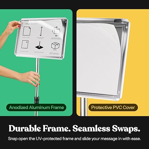 Miniatura 5 de Soporte de cartel de pedestal ajustable resistente 8.5 x 11 pulgadas vertical y horizontal soporte de cartel exhibido, soporte de cartel de base