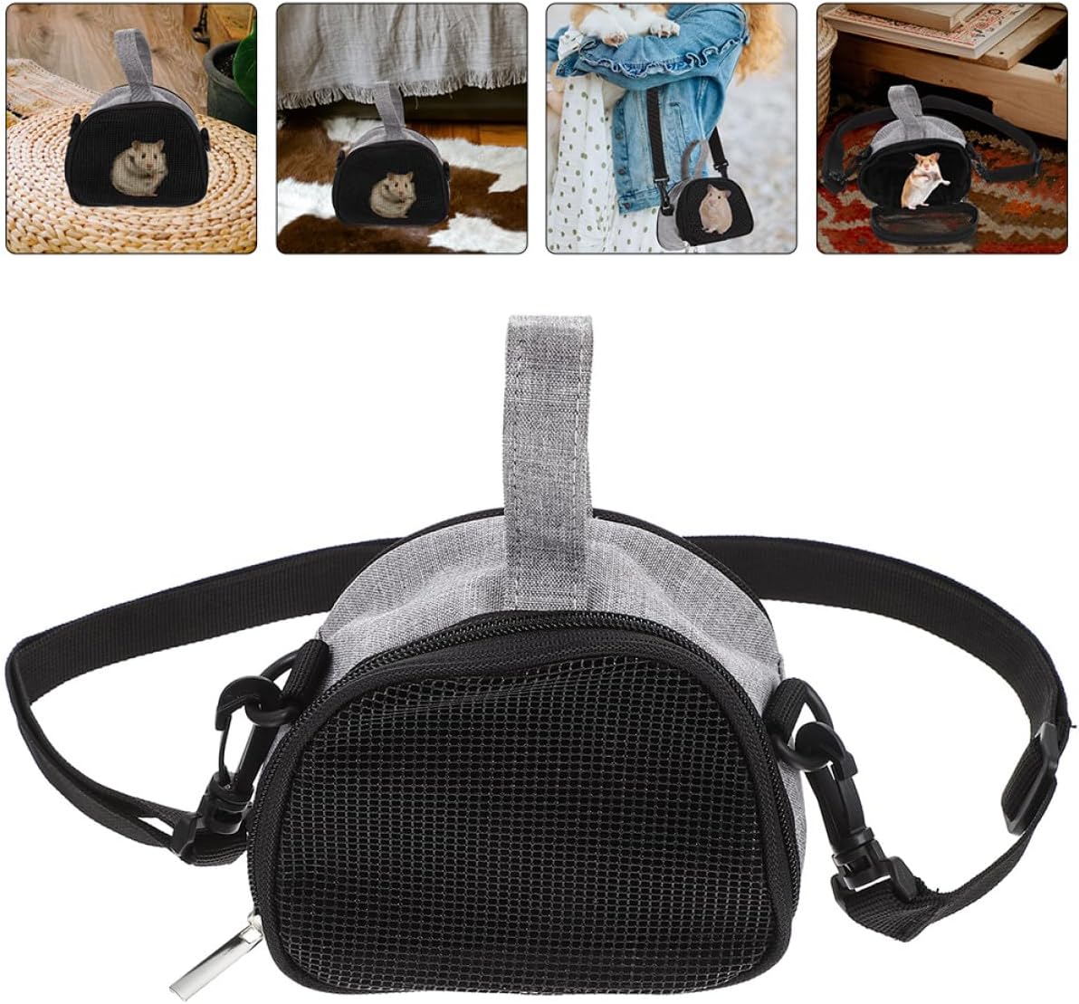 TEHAUX Guinea Pig Carrier Bag and Hamster Travel Pouch Portable Breathable Mesh Medium Size Adjustable Shoulder Strap Pet Outdoor Carrier for Small Animals