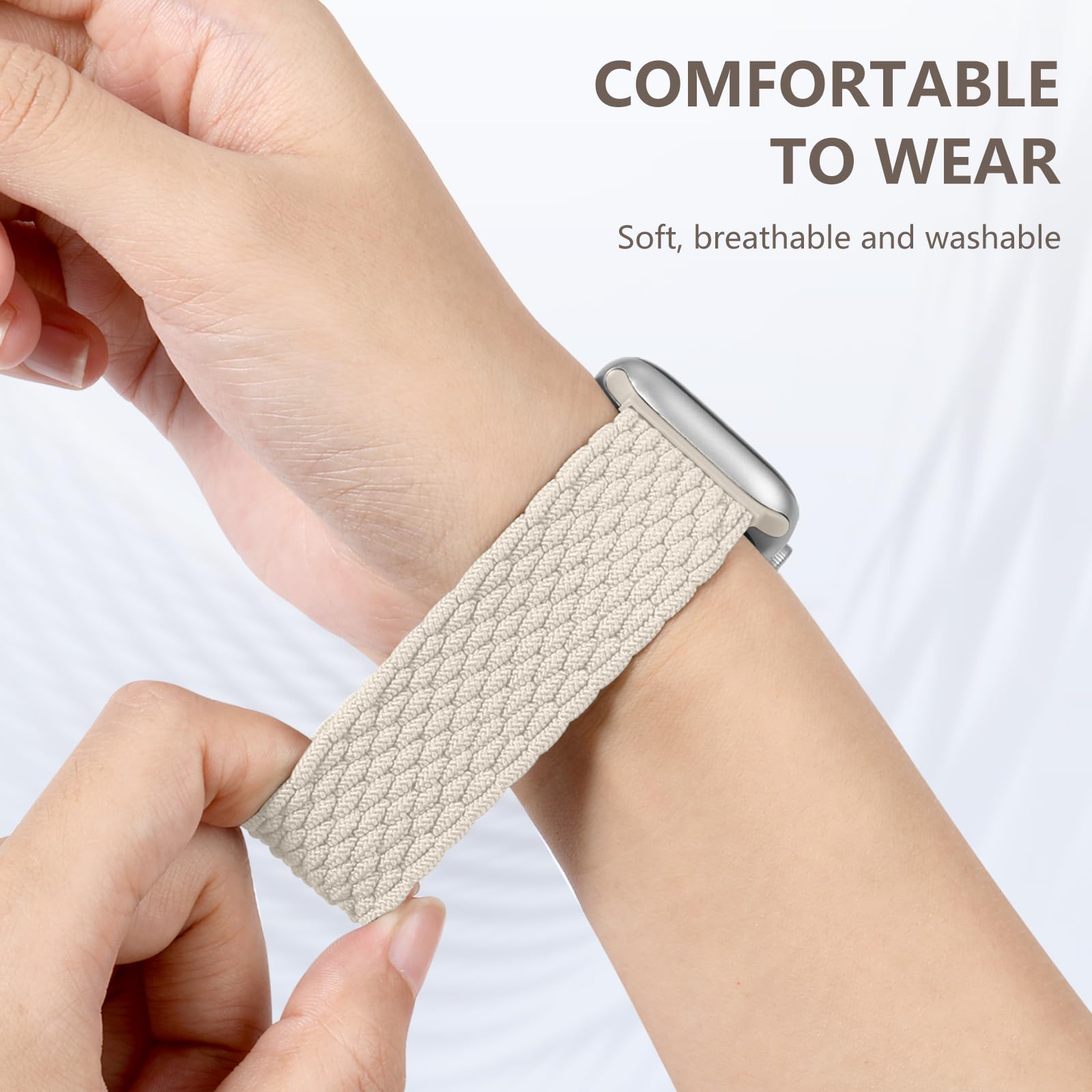 Maledan Intrecciato Cinturini Compatibili con Cinturino Apple Watch 44mm 45mm 42mm 49mm per Donna Uomo, Cinturini sportiva elastica regolabile per iWatch SE Series 9 8 7 6 5 4 3 2 1 Ultra, Galassia